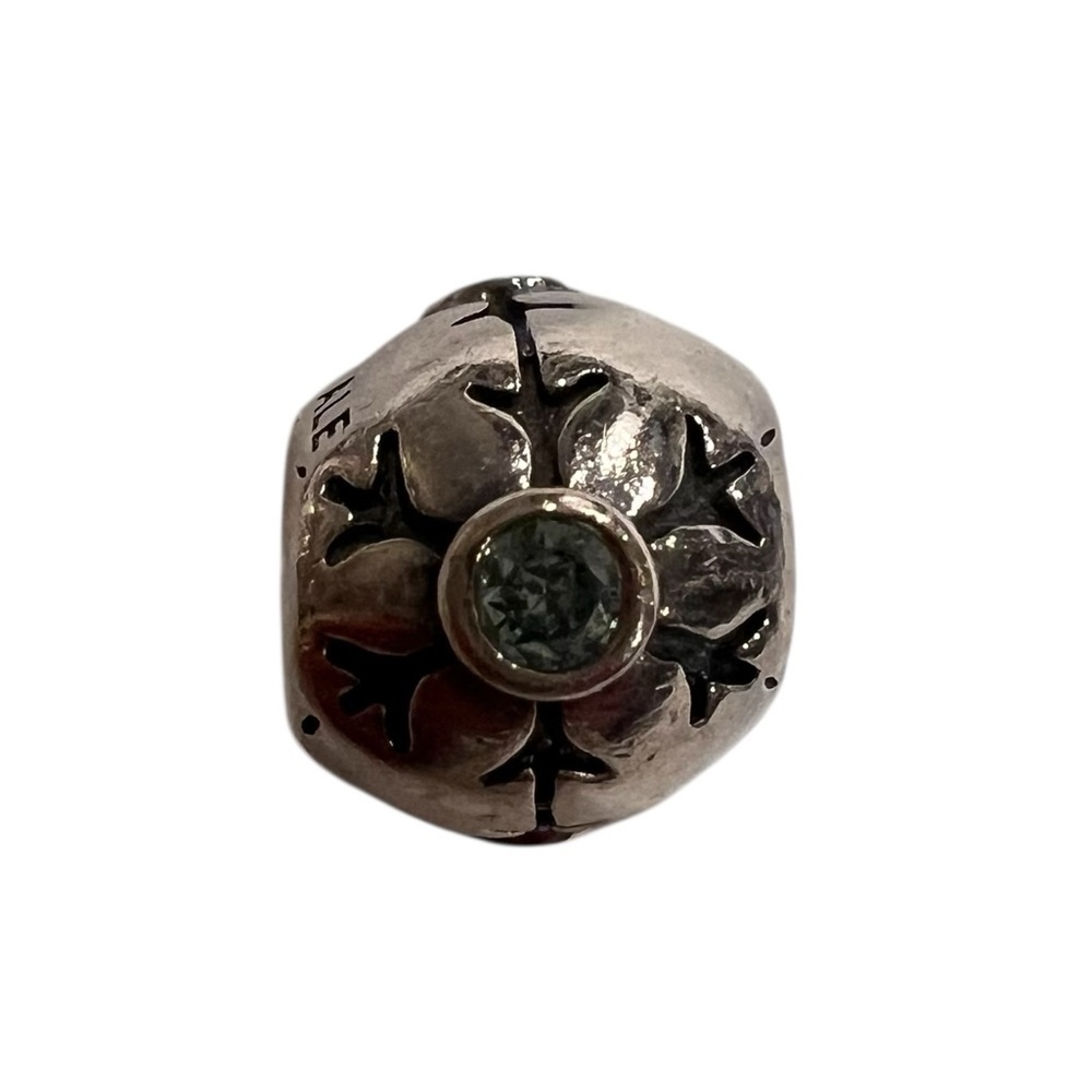 EUC Pandora Sterling Silver Snowflake Blue CZ Charm Winter Retired 790367CZA - Picture 2 of 4